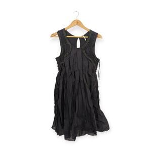 Free People Black Embellished Mini Dress